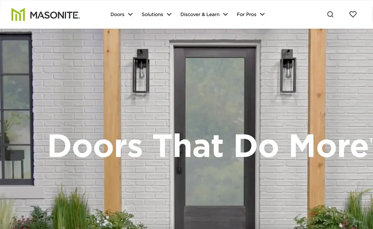 screen shot of the new masonite.com website